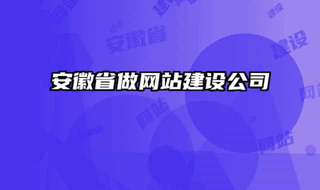 安徽省做网站建设公司