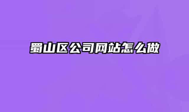 蜀山区公司网站怎么做