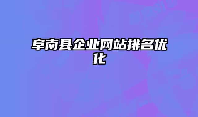阜南县企业网站排名优化
