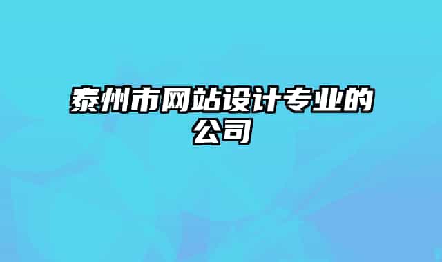 泰州市网站设计专业的公司